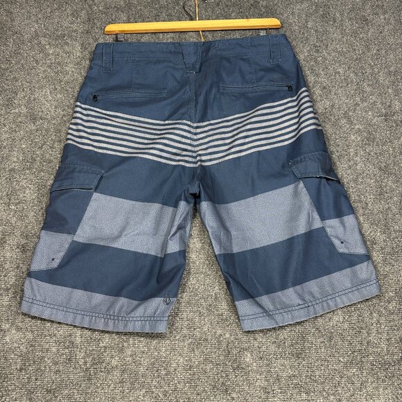 Volcom H2O Cargo Shorts Mens 34 Blue Stripe Zip Fly Pockets - Picture 8 of 9